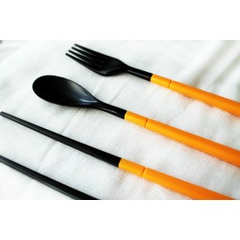 Дорожный набор вилка ложка палочки, оранжевый