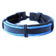 Кожаный плетеный браслет Сумерки черный с синим