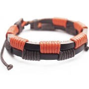Кожаный плетеный браслет Корсар коричневый с оранжевым