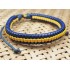 Кожаный плетеный браслет Эквилибриум синий с желтым