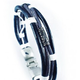 Кожаный плетеный премиум браслет Лара Крофт черный с белым