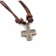 Кулон из металла на кожаном шнурке Греческий Крест