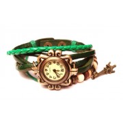 Женские винтажные часы кожаный браслет с часами Париж зеленый