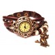 Женские винтажные часы кожаный браслет с часами Сова коричневый